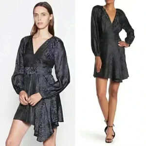 NWT Equipment Femme Alexandria Dress in Silk Jacquard Black Cheetah Print